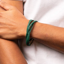 Load image into Gallery viewer, Fred Bennett Green Leather Wrap Around Bracelet