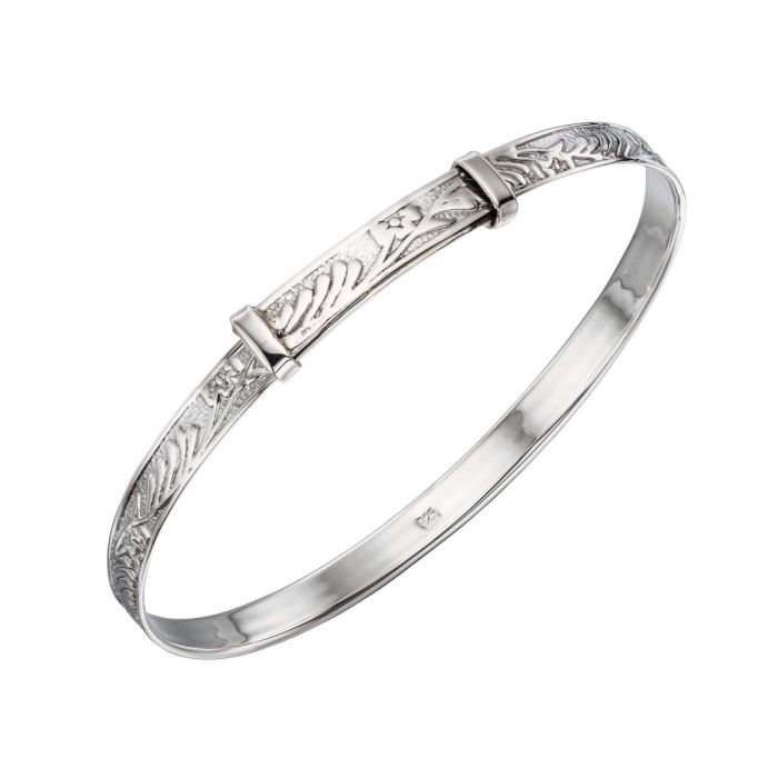 Sterling Silver Patterned Expandable Bangle