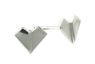 Silver Orgami Style Heart Studs