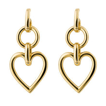Load image into Gallery viewer, Sterling Silver Open Heart Drop Earrings with Yellow Gold Plating
