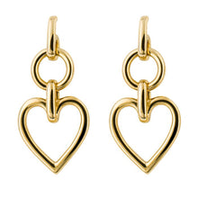 Load image into Gallery viewer, Sterling Silver Open Heart Drop Earrings with Yellow Gold Plating