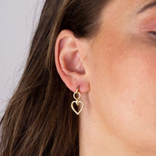 Load image into Gallery viewer, Sterling Silver Open Heart Drop Earrings with Yellow Gold Plating