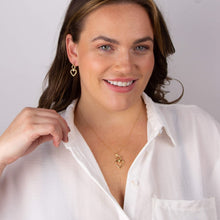 Load image into Gallery viewer, Sterling Silver Open Heart Drop Earrings with Yellow Gold Plating