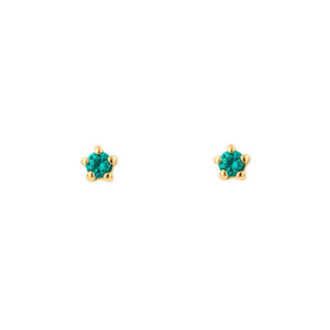 Sterling Silver Green Tiny Stud Earrings