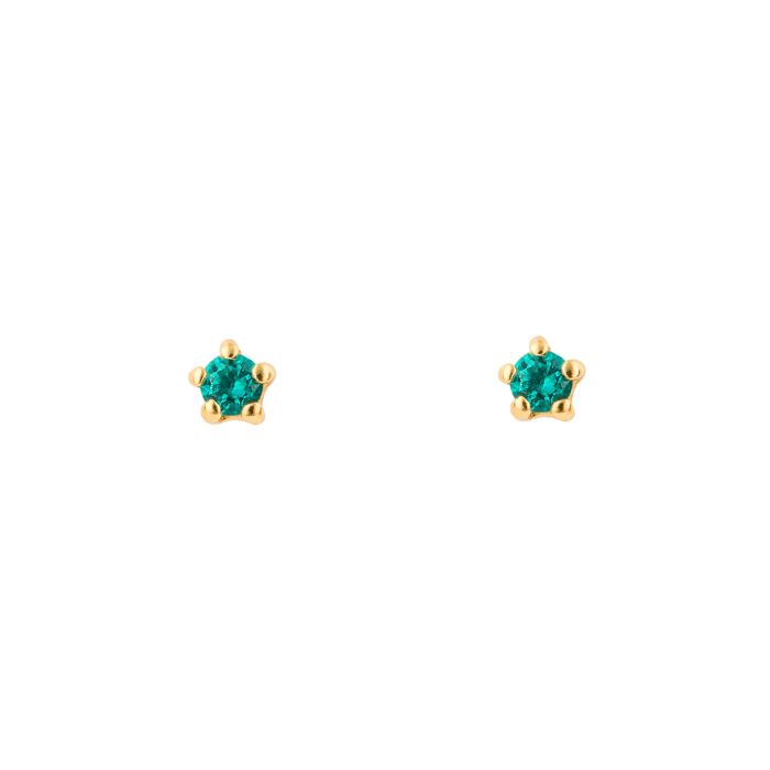 Sterling Silver Green Tiny Stud Earrings