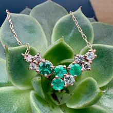 Load image into Gallery viewer, Yellow Gold Emerald & Diamond Staggered Necklace