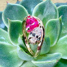 Load image into Gallery viewer, 18ct Gold Mozambique Ruby & Pear Shaped Diamond Ring