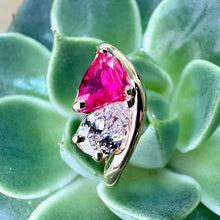 Load image into Gallery viewer, 18ct Gold Mozambique Ruby & Pear Shaped Diamond Ring