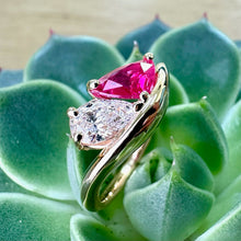Load image into Gallery viewer, 18ct Gold Mozambique Ruby & Pear Shaped Diamond Ring