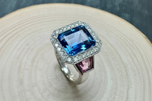 Load image into Gallery viewer, Preloved Platinum Tanzanite, Pink Sapphire and Diamond Ring