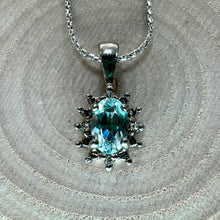 Load image into Gallery viewer, Preloved 9ct White Gold Aquamarine &amp; Diamond Necklace
