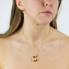 Load image into Gallery viewer, Sterling Silver Yellow Gold Plated Encased Freshwater Pearl Pendant and Chain
