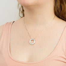 Load image into Gallery viewer, Sterling Silver Starry Night Hoop Pendant and Chain with Cubic Zirconia