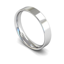 Load image into Gallery viewer, 4mm Flat Court Wedding Ring, Silver, White Gold, Yellow Gold, Rose Gold, Platinum