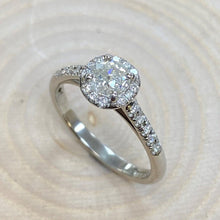 Load image into Gallery viewer, 9ct White Gold 0.42ct Old-Cut Diamond Halo Ring