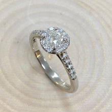 Load image into Gallery viewer, 9ct White Gold 0.42ct Old-Cut Diamond Halo Ring