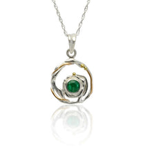 Load image into Gallery viewer, Round Silver and Emerald Pendant
