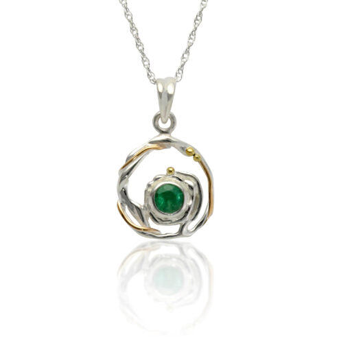 Round Silver and Emerald Pendant