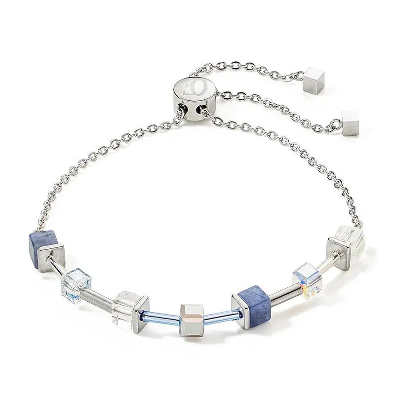 Coeur De Lion GeoCUBE Precious & Slider Closure Bracelet Silver-Blue