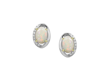 Load image into Gallery viewer, Sterling Silver Opal and CZ Earrings