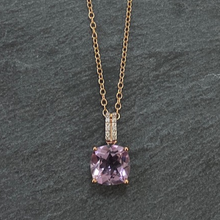Load image into Gallery viewer, 9ct Rose Gold Amethyst & Diamond Necklace