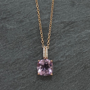 Amethyst And 9ct Rose Gold Necklace