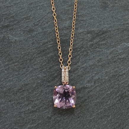 Amethyst And 9ct Rose Gold Necklace