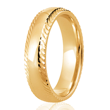 Load image into Gallery viewer, Polished Finish Court Band With Pearl Tool Cut Edge Detail