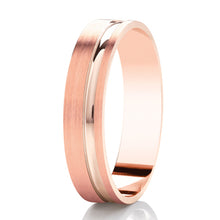 Load image into Gallery viewer, Brushed Flat Court Band With An Offset Concave Diamond Cut Line