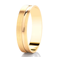 Load image into Gallery viewer, Brushed Flat Court Band With An Offset Concave Diamond Cut Line