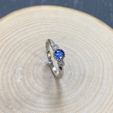 Load image into Gallery viewer, White Gold Ceylon Sapphire & Diamond Three Stone Ring