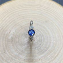 Load image into Gallery viewer, White Gold Ceylon Sapphire & Diamond Three Stone Ring