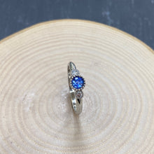 Load image into Gallery viewer, White Gold Ceylon Sapphire & Diamond Three Stone Ring