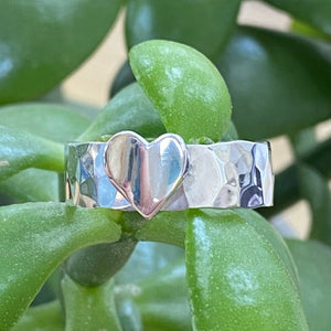 Sterling Silver Hammered Heart Ring
