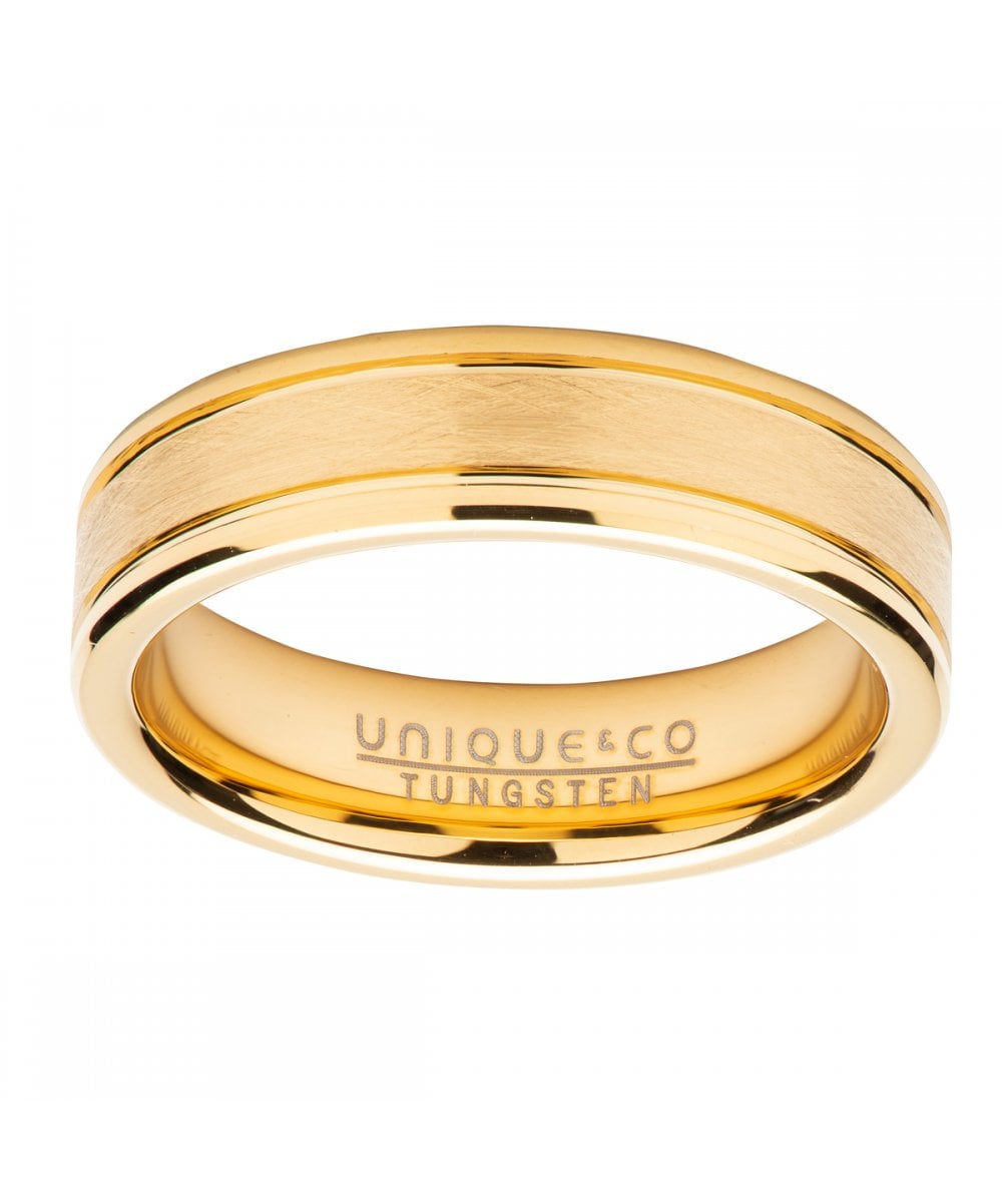 Tungsten 6mm Yellow Gold Plated Ring