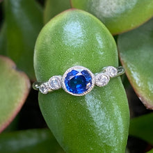 Load image into Gallery viewer, White Gold Ceylon Sapphire & Diamond Ring