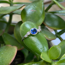Load image into Gallery viewer, White Gold Ceylon Sapphire & Diamond Ring