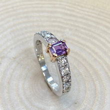 Load image into Gallery viewer, Platinum & Rose Gold Purple Sapphire & Diamond Ring