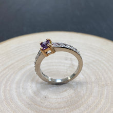 Load image into Gallery viewer, Platinum & Rose Gold Purple Sapphire & Diamond Ring
