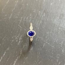 Load image into Gallery viewer, 9ct Ceylon Sapphire & Diamond 3 Stone Ring