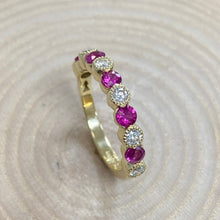Load image into Gallery viewer, Raspberry Pink Sapphire &amp; Diamond Eternity Ring
