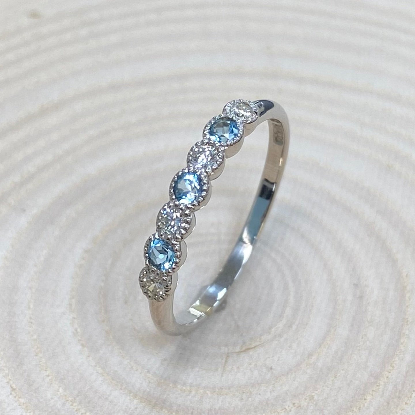 Topaz & Diamond Millgrain Eternity Style Ring