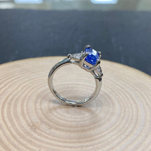 Load image into Gallery viewer, Platinum Natural Celyon Sapphire & Diamond Ring