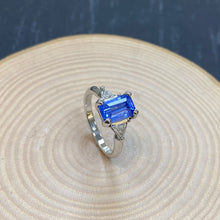 Load image into Gallery viewer, Platinum Natural Celyon Sapphire & Diamond Ring
