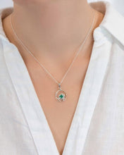 Load image into Gallery viewer, Round Silver and Emerald Pendant
