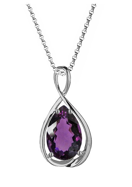 9ct White Gold Amethyst Infinity Necklace