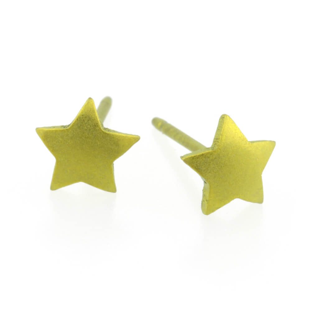 Titanium Star Stud Earrings Lemon Yellow