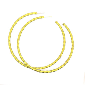 Large Twisted Hoop Titanium Earrings Lemon Yellow