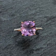 Load image into Gallery viewer, Amethyst Cocktail Ring With Diamonds In Rose Gold
