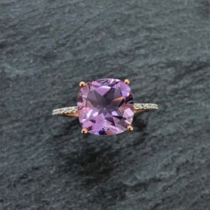Amethyst Cocktail Ring With Diamonds In Rose Gold